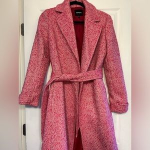 Express Pink Tweed Coat